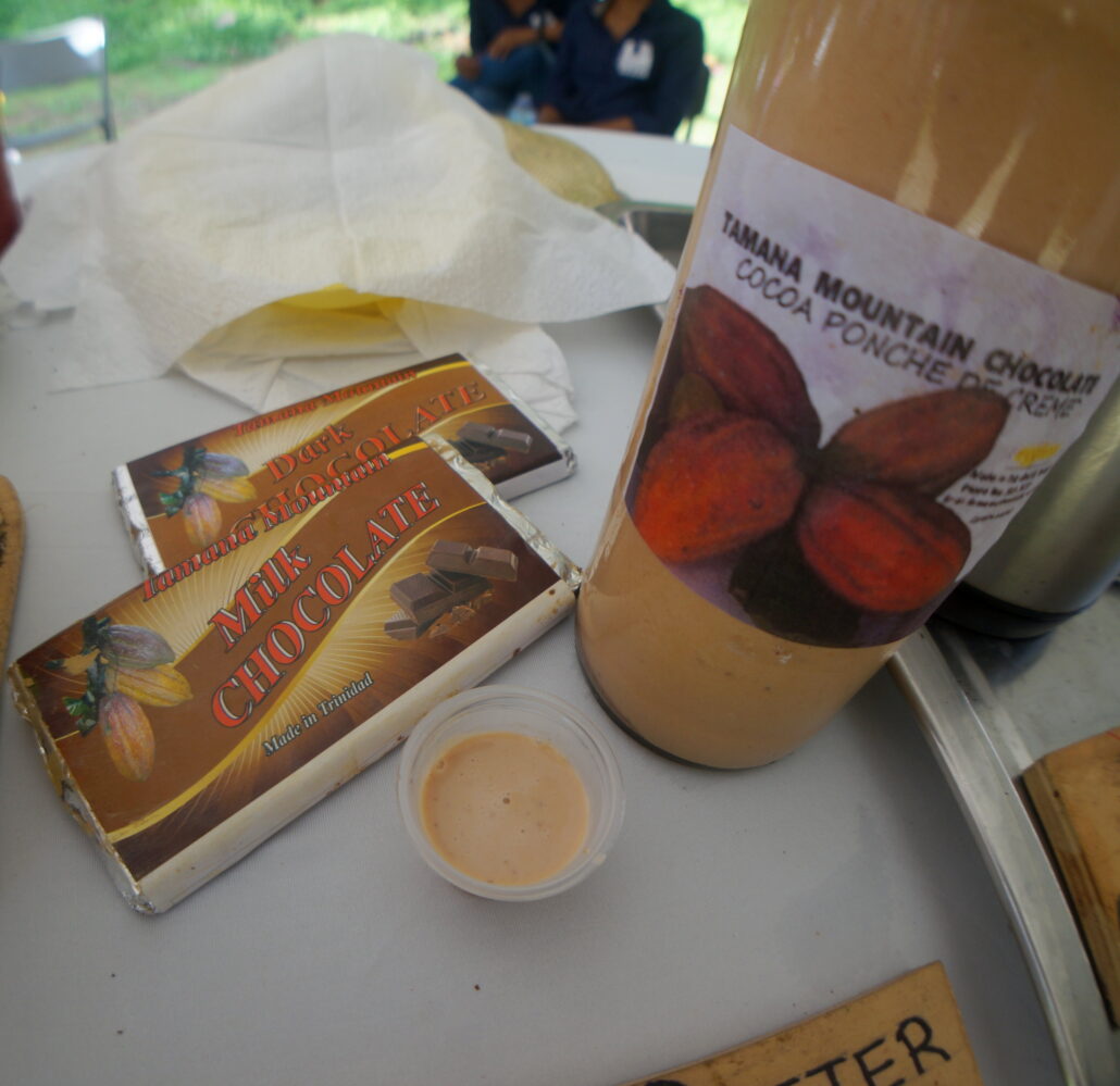 Cocoa Ponche de Creme and Milk Chocolate at the Brasso Seco Food Festival.